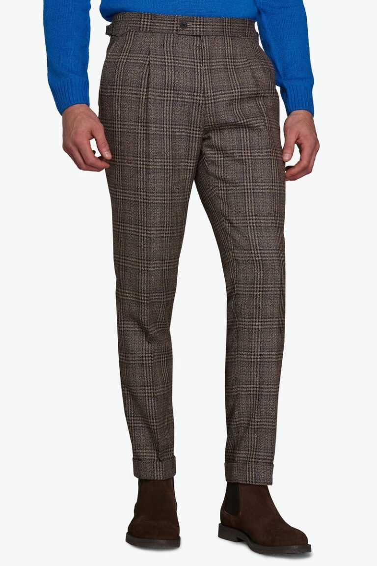 Karirane muške pantalone Castagna