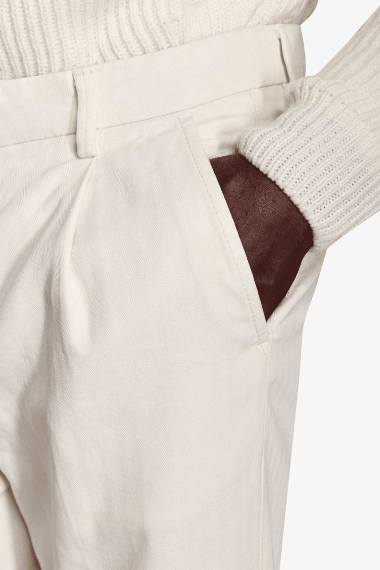 Cream Herringbone muške pantalone