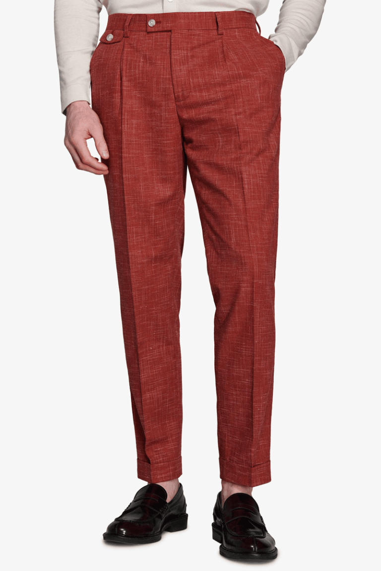 Terracotta slub canvas pantalone