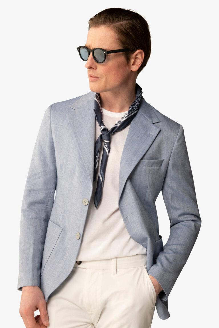 Sako Herringbone svetloplavi