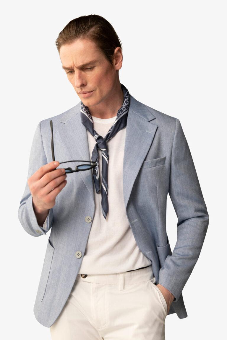 Sako Herringbone svetloplavi
