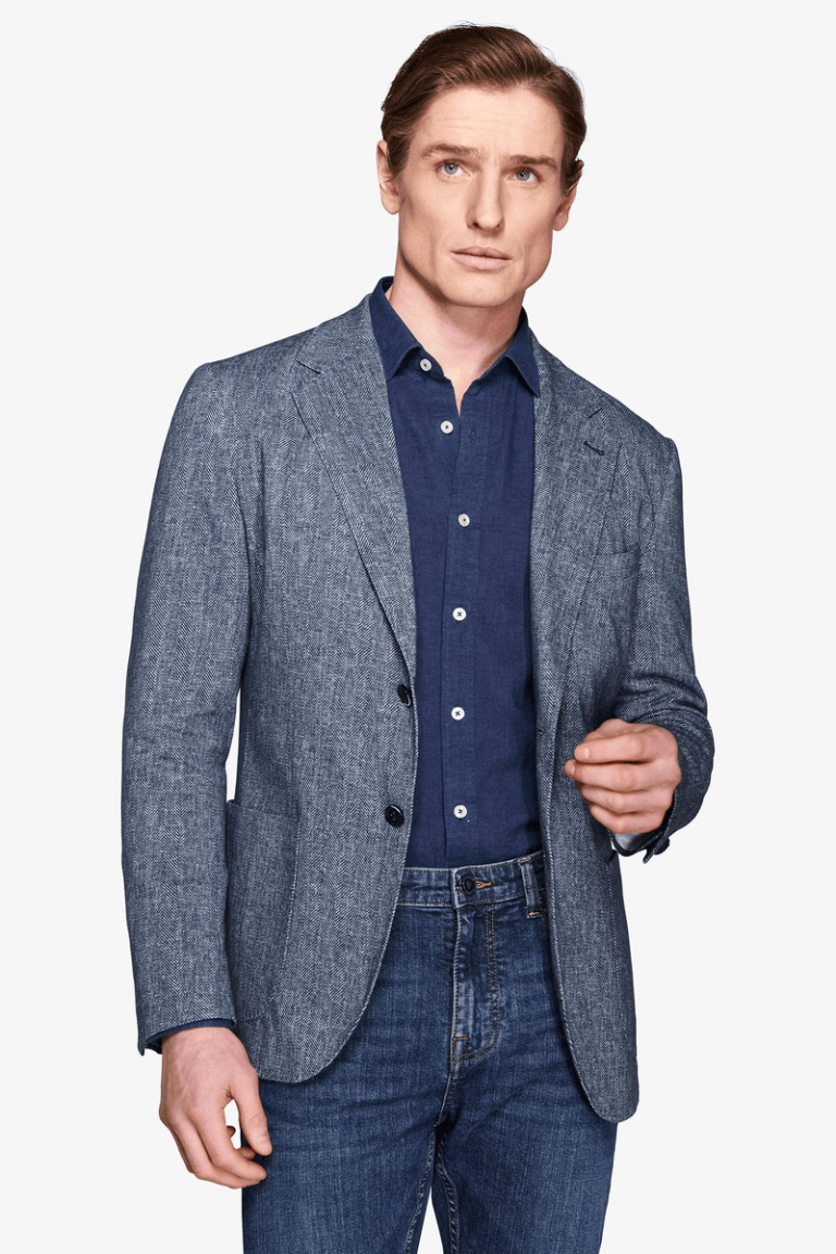 Herringbone plavi muški sako