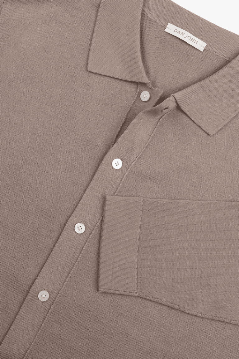 Muška košulja od pamučnog pletiva Taupe Knit
