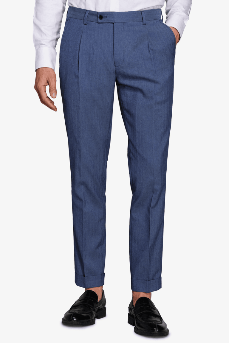Herringbone pantalone kraljevsko plave