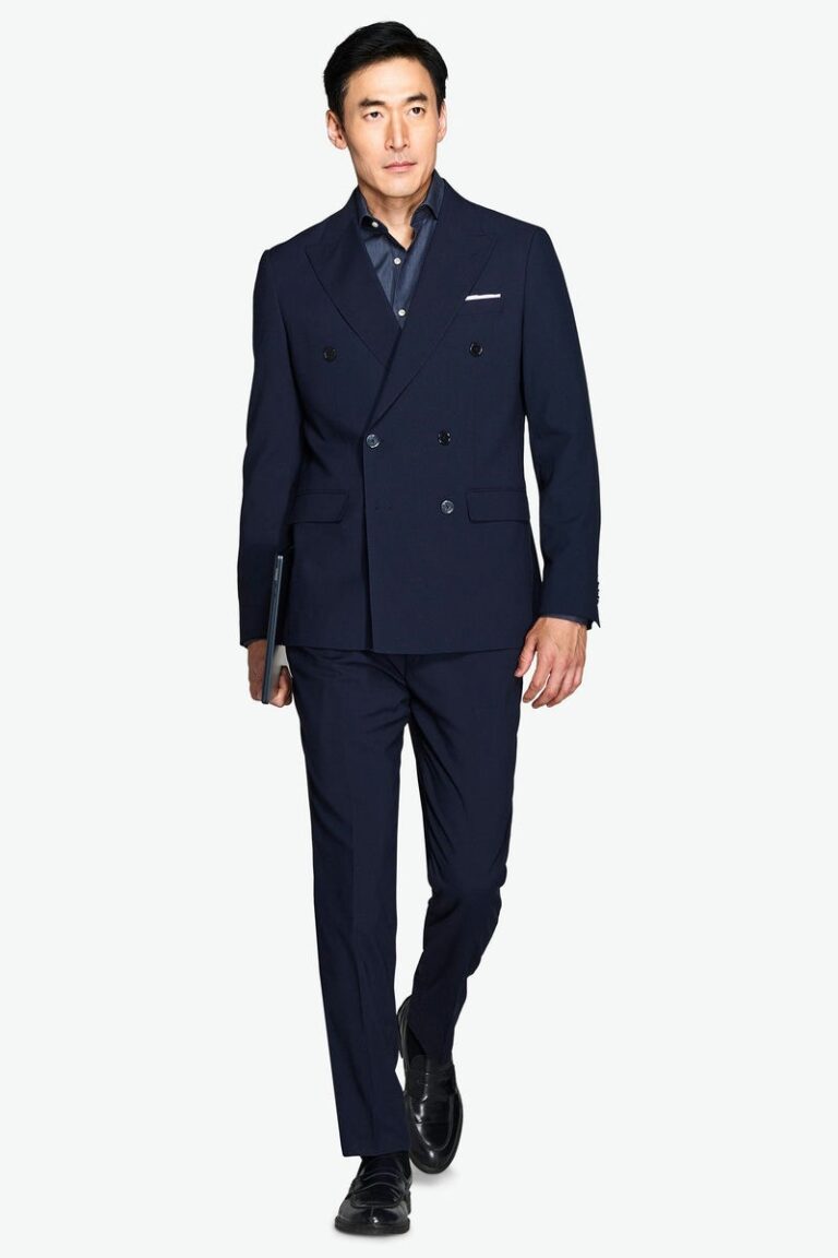 Plavi slim fit dvoredni sako