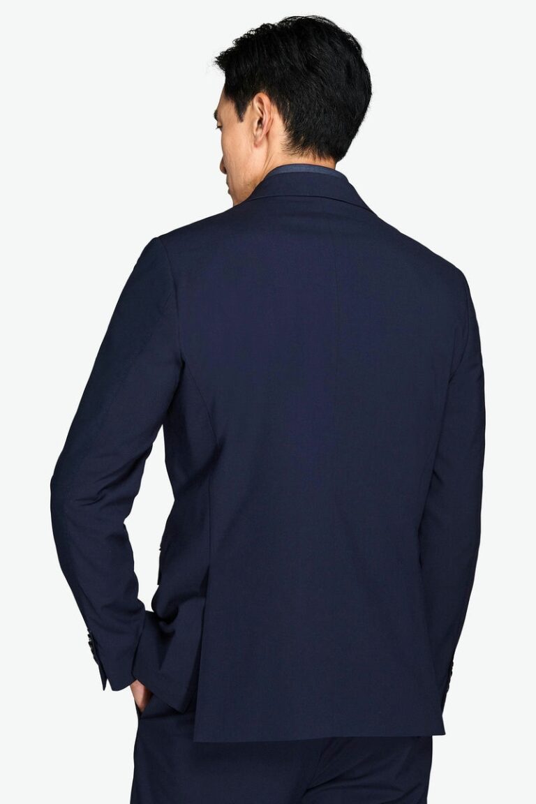 Plavi slim fit dvoredni sako