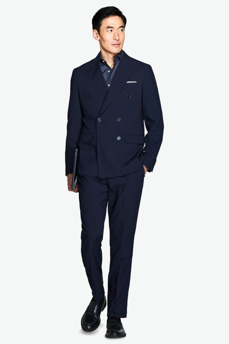 Plavi slim fit dvoredni sako