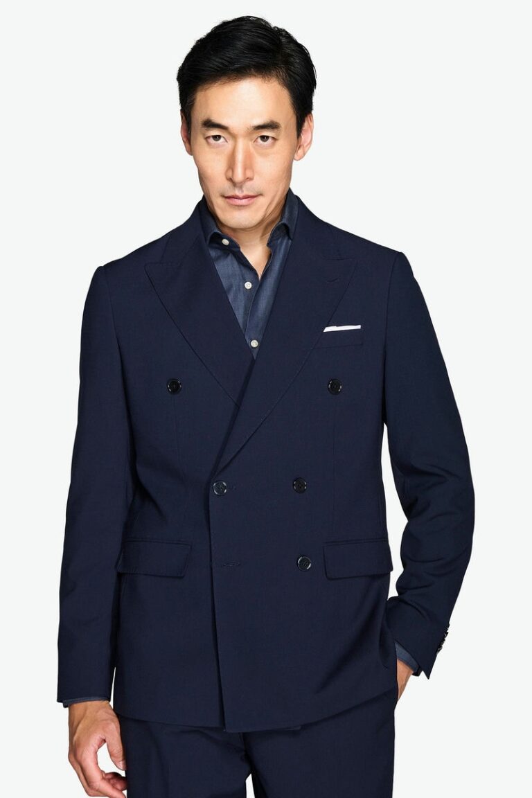 Plavi slim fit dvoredni sako