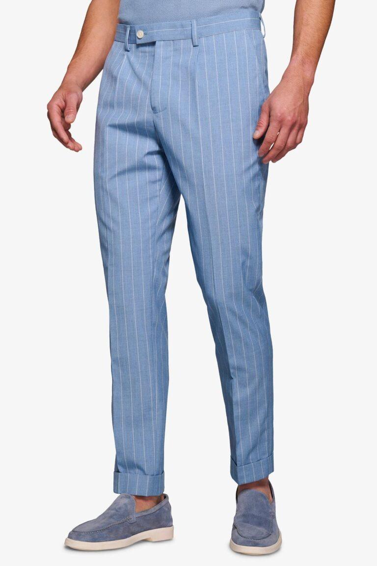 Plave pantalone na bele pruge